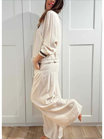 Conjunto Casual Bomber y Pantalón CALYNOR Beige HEVE