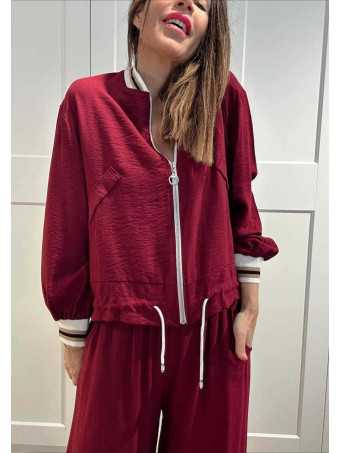 Conjunto Casual Bomber y Pantalón CALYNOR Burdeos HEVE