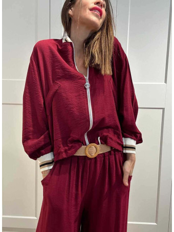 Conjunto Casual Bomber y Pantalón CALYNOR Burdeos HEVE