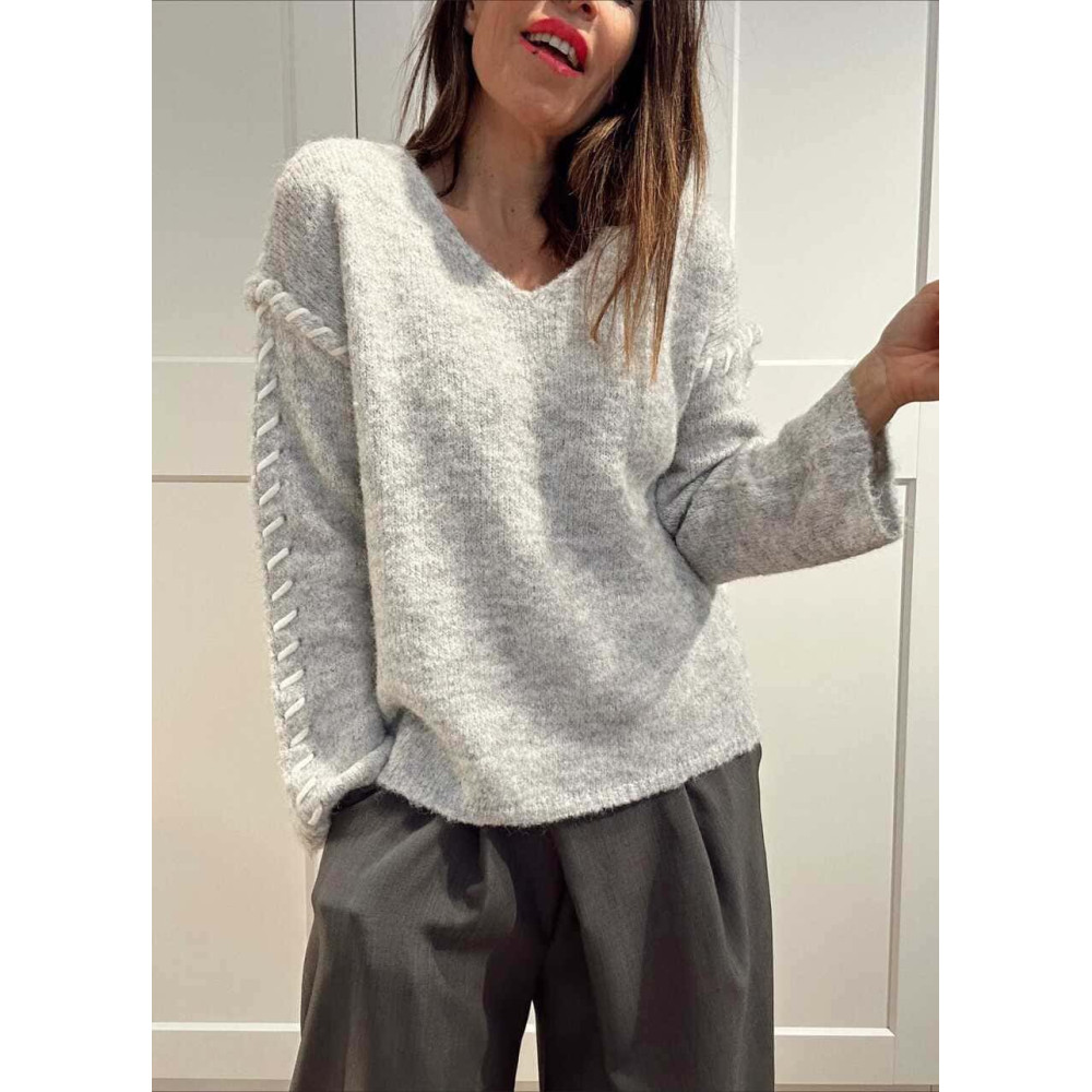 Jersey Pespunte Trenzado DUZZYO Gris HEVE