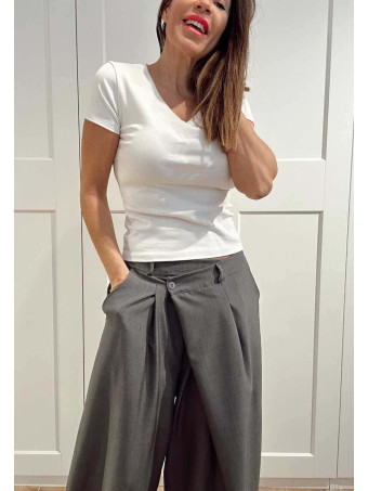 Pantalón Balloon Efecto Cruzado ZAVELLE Gris Plomo HEVE