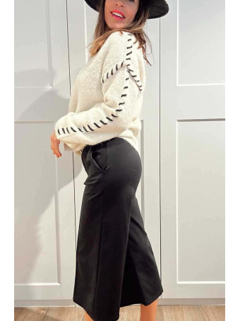 Pantalón Culotte con Cinturón FLOYCE Negro HEVE