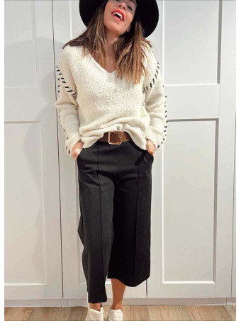 Pantalón Culotte con Cinturón FLOYCE Negro HEVE