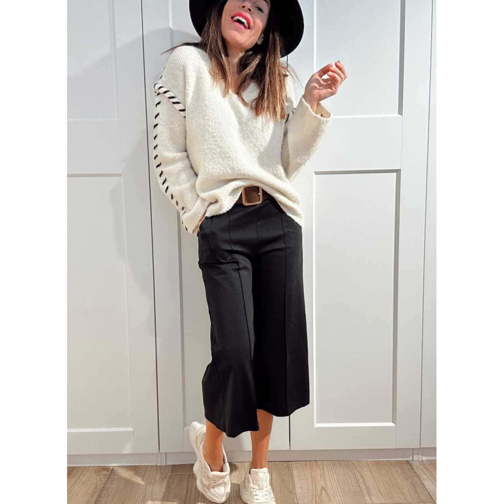 Pantalón Culotte con Cinturón FLOYCE Negro HEVE