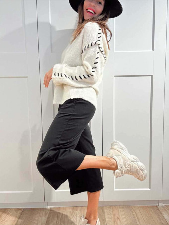 Pantalón Culotte con Cinturón FLOYCE Negro HEVE