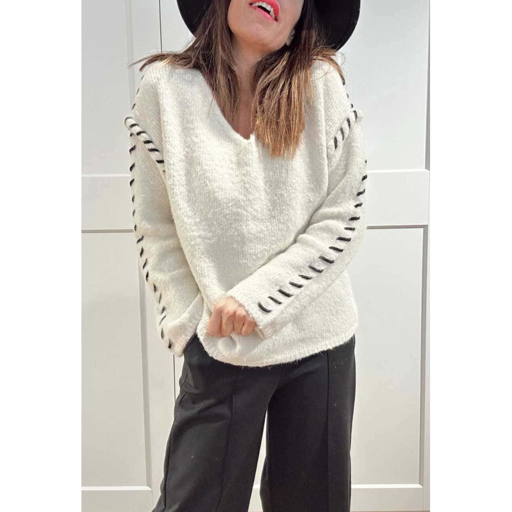 Jersey Pespunte Trenzado DUZZYO Beige HEVE