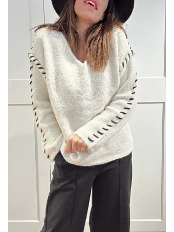 Jersey Pespunte Trenzado DUZZYO Beige HEVE