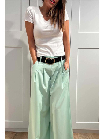 Pantalón Palazzo Cinturón CHARMELLIE Aguamarina HEVE