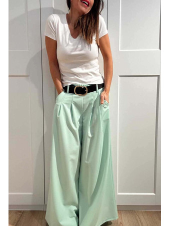 Pantalón Palazzo Cinturón CHARMELLIE Aguamarina HEVE