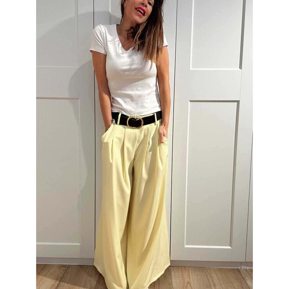 Pantalón Palazzo Cinturón CHARMELLIE Amarillo HEVE