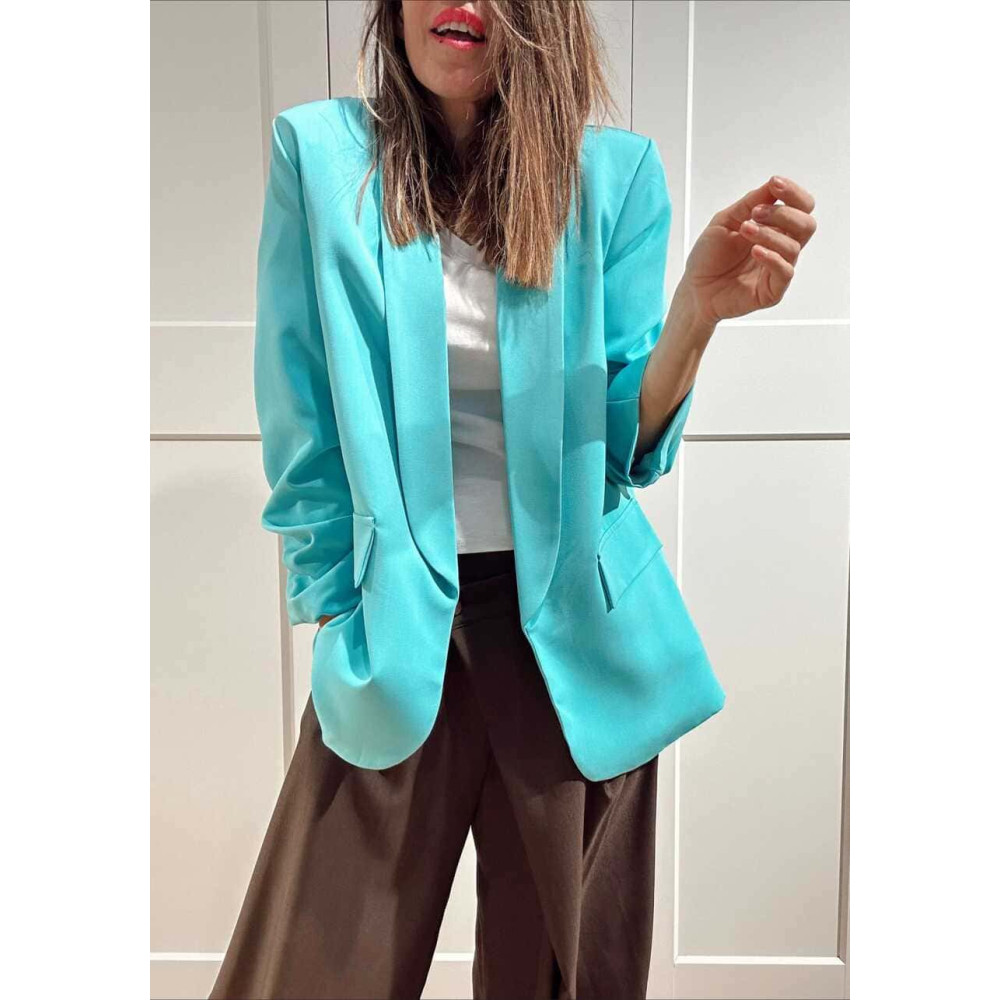 Blazer Básico Frunces MALDOR Turquesa HEVE