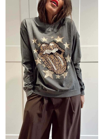 Sudadera Vinilo ROCK AND GLAM Gris HEVE