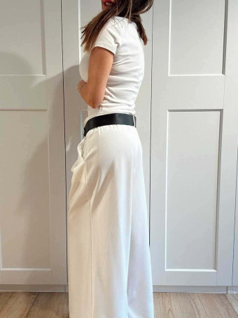 Pantalón Palazzo Cinturón CHARMELLIE Blanco HEVE