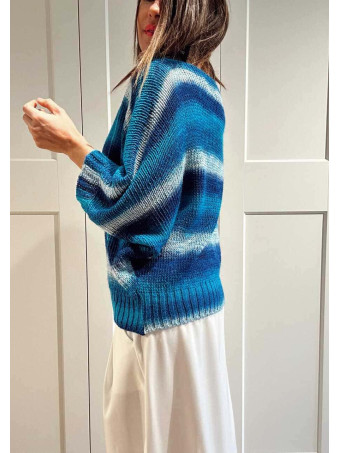 Punto Murciélago Estampado Rayas BATARA Azul HEVE