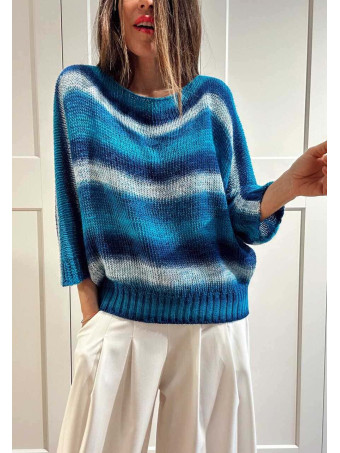 Punto Murciélago Estampado Rayas BATARA Azul HEVE