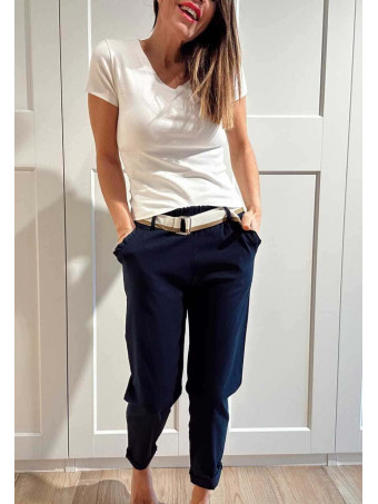 Pantalón Casual Style con Cinturón SKAVA Marino HEVE