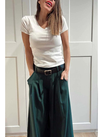 Pantalón Palazzo Cinturón CHARMELLIE Verde Pino HEVE