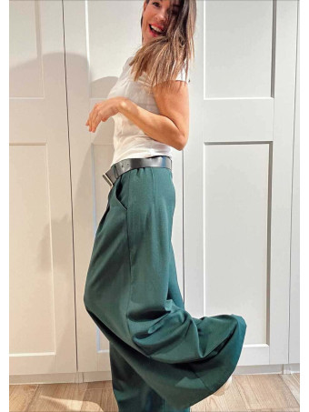 Pantalón Palazzo Cinturón CHARMELLIE Verde Pino HEVE