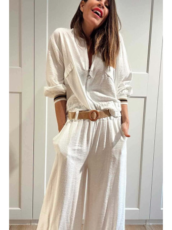 Conjunto Casual Bomber y Pantalón CALYNOR Blanco