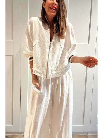 Conjunto Casual Bomber y Pantalón CALYNOR Blanco