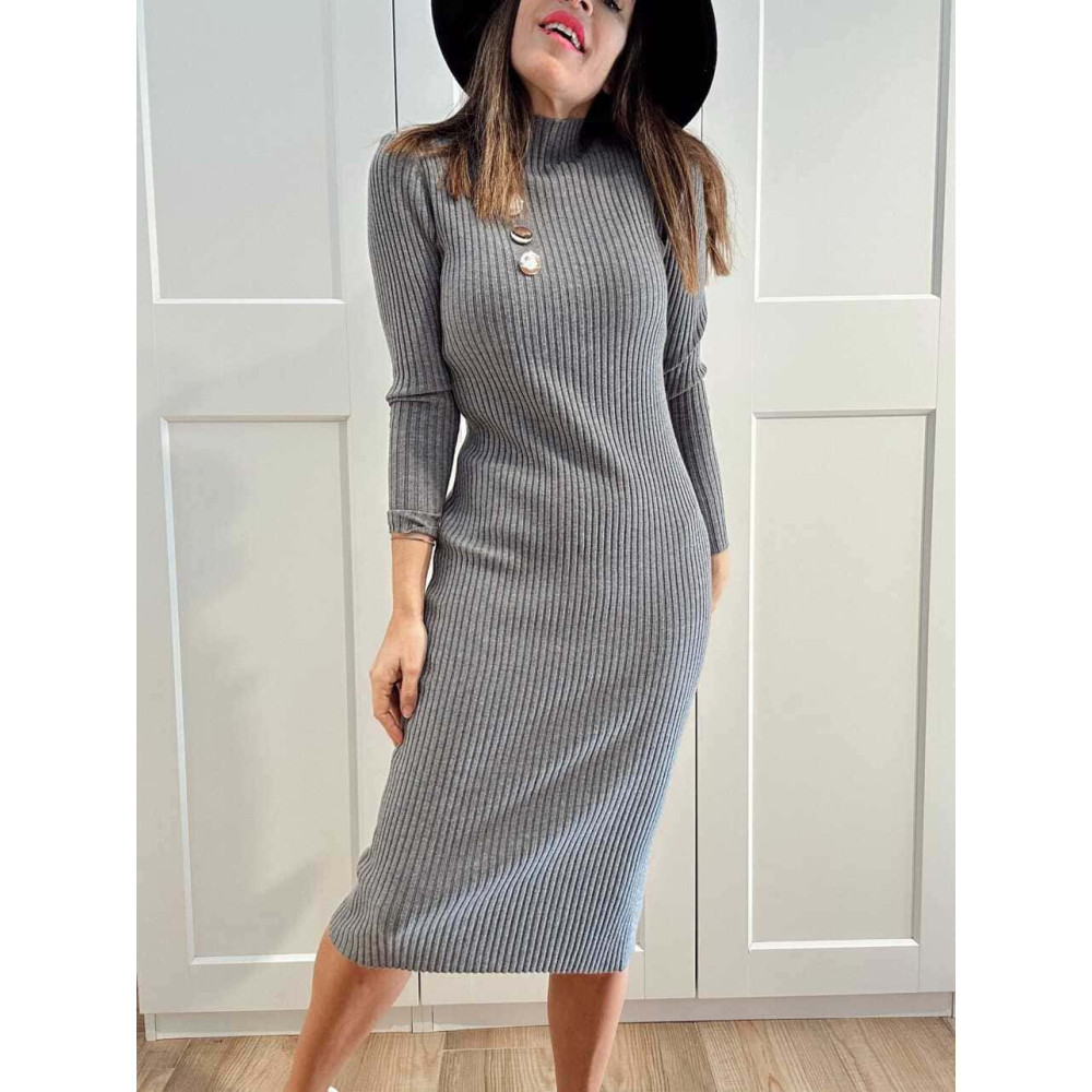 Vestido Midi Canalé SHAOLIN Gris HEVE