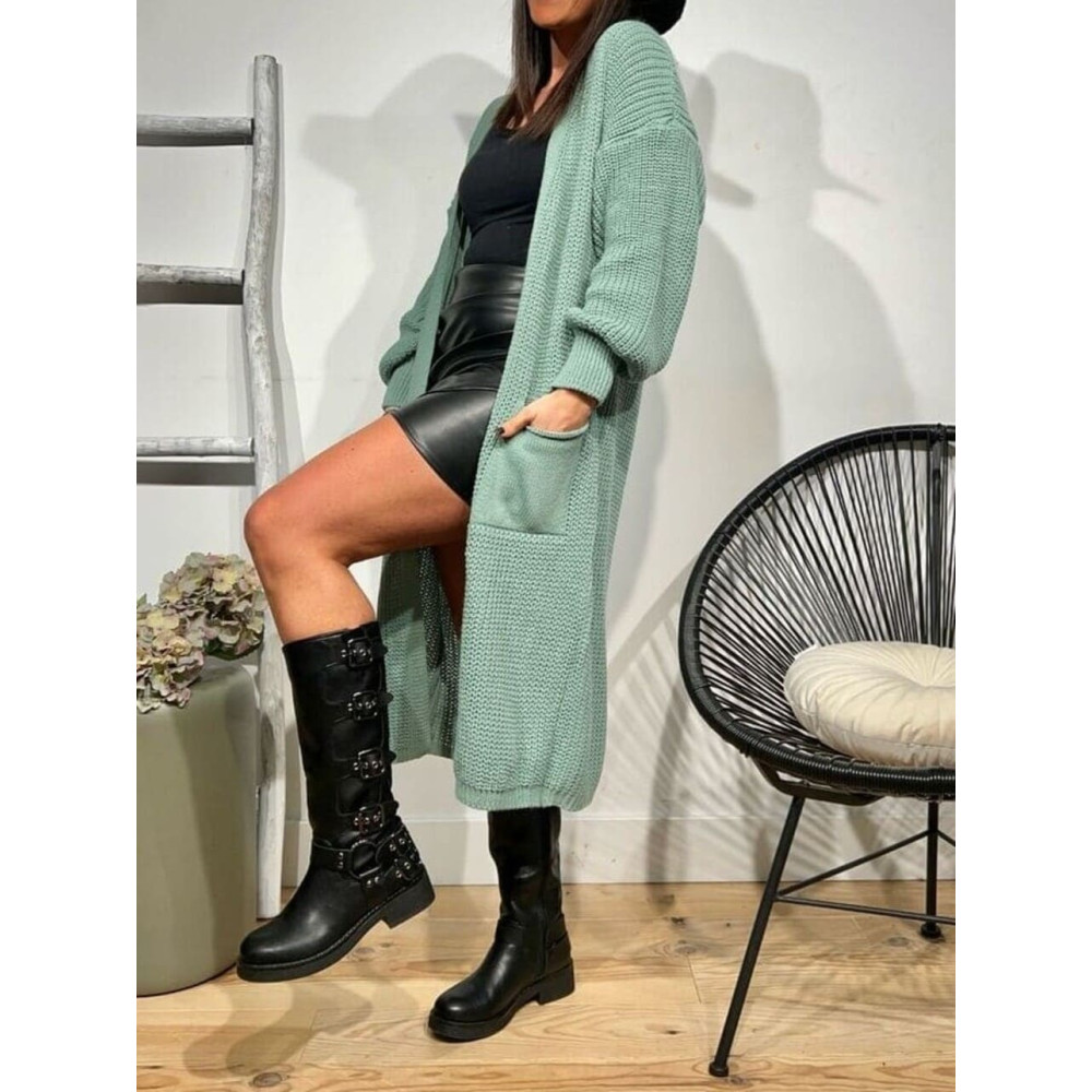 Cárdigan Extra-Long NOLEN Verde Menta HEVE