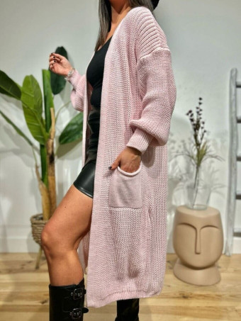 Cárdigan Extra-Long NOLEN Rosa Pastel HEVE