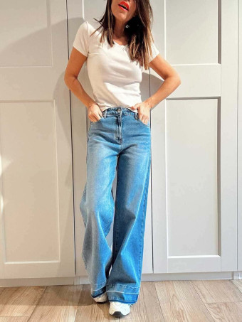 Jeans Wide Leg Bajo Desflecado DAUVEN HEVE