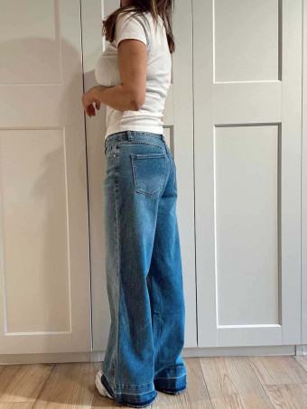Jeans Wide Leg Bajo Desflecado DAUVEN HEVE