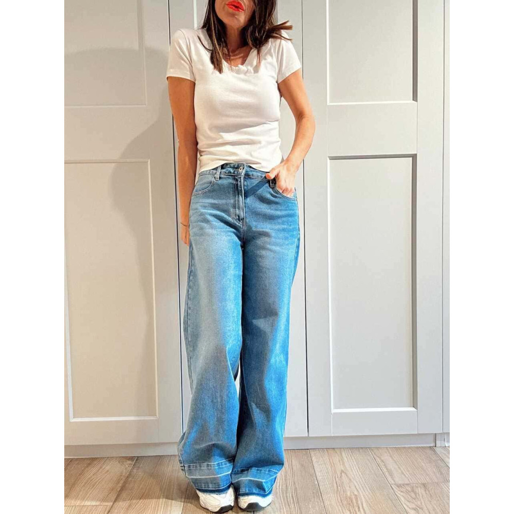 Jeans Wide Leg Bajo Desflecado DAUVEN HEVE