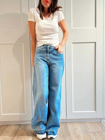 Jeans Wide Leg Bajo Desflecado DAUVEN HEVE