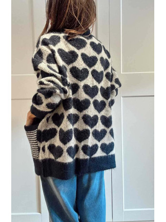 Cárdigan Oversize Corazones LOVEKIND Marino HEVE