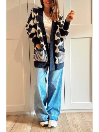 Cárdigan Oversize Corazones LOVEKIND Marino HEVE