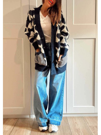 Cárdigan Oversize Corazones LOVEKIND Marino HEVE