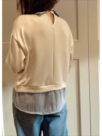 Sudadera Modal Efecto Sobrepuesto KELLANOR Blanco HEVE