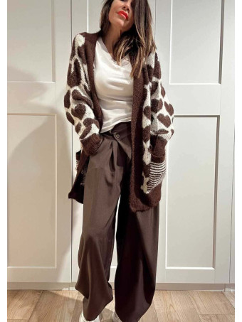 Cárdigan Oversize Corazones LOVEKIND Marrón HEVE