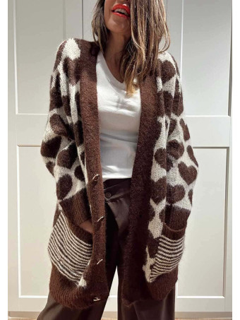 Cárdigan Oversize Corazones LOVEKIND Marrón HEVE