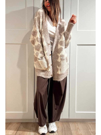 Cárdigan Oversize Corazones LOVEKIND Taupe HEVE