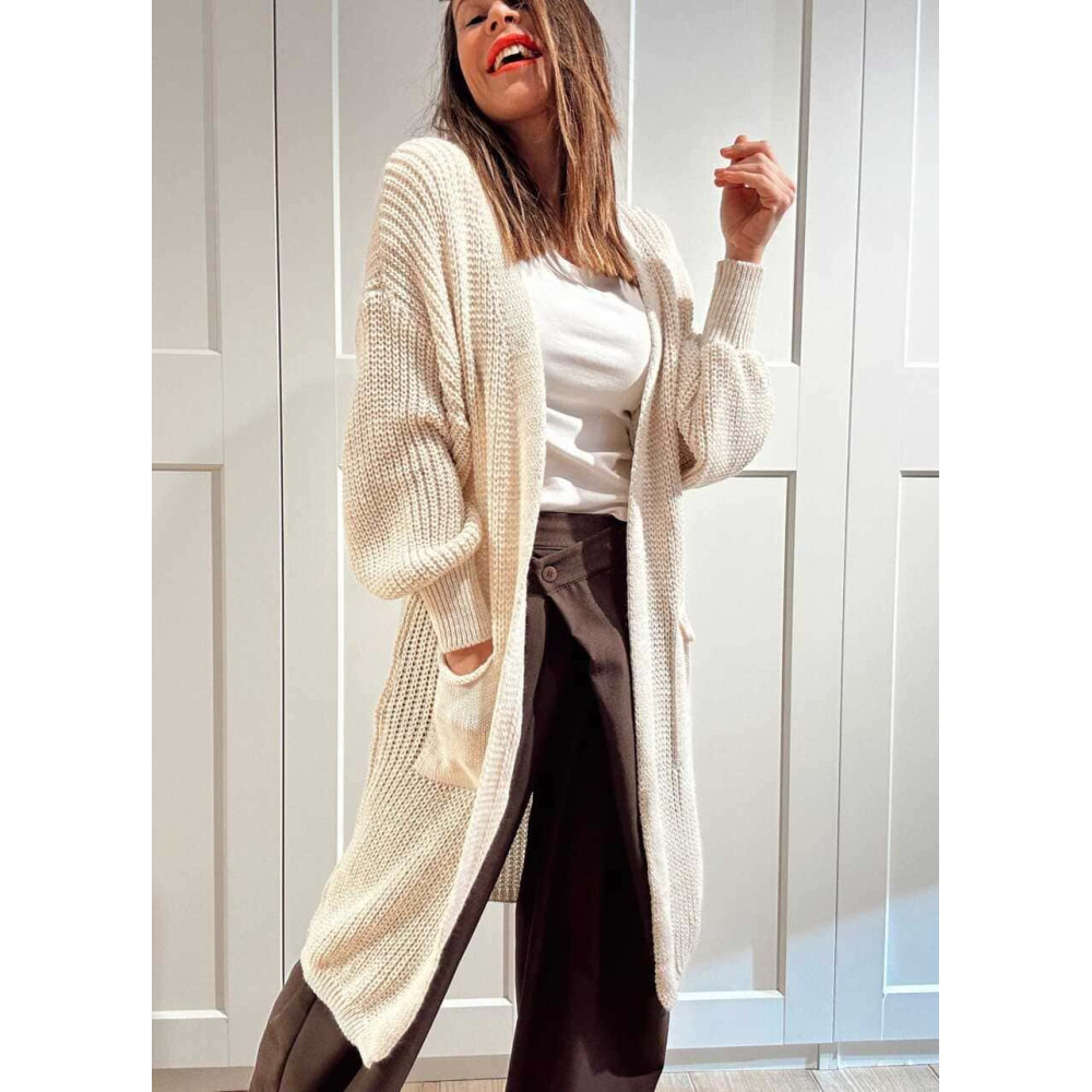 Cárdigan Extra-Long NOLEN Beige HEVE
