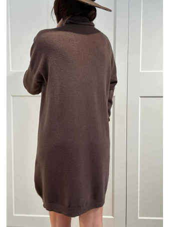 Vestido Punto Cuello Vuelto KYROE Marrón HEVE