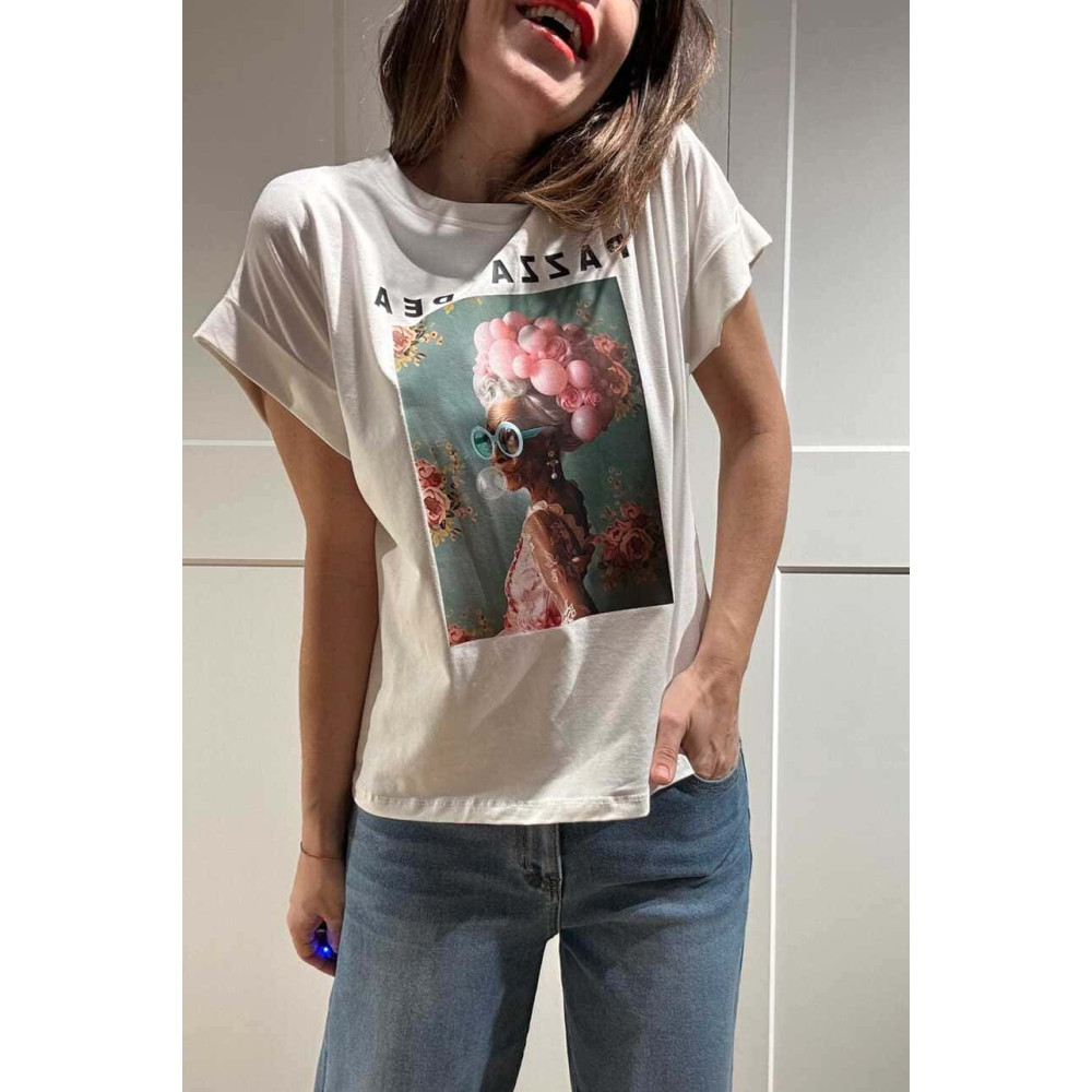 Camiseta Algodón PAZZA IDEA Blanco HEVE