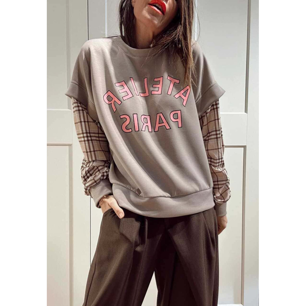 Sudadera Efecto Sobrepuesto ATELIER PARIS Taupe HEVE