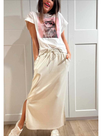 Camiseta Algodón FELINE CHIC Blanco HEVE