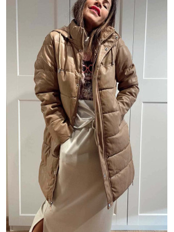 Abrigo Acolchado Efecto Piel AIRLOOME Camel HEVE