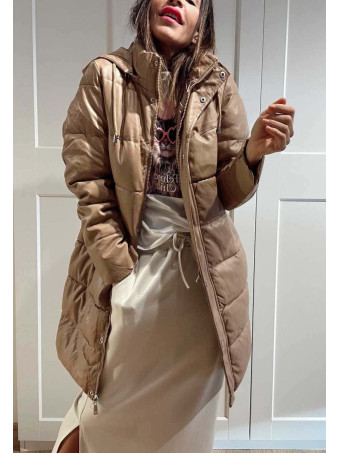 Abrigo Acolchado Efecto Piel AIRLOOME Camel HEVE