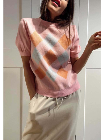 Punto Manga Corta Rombos ARLEWYN Rosa HEVE