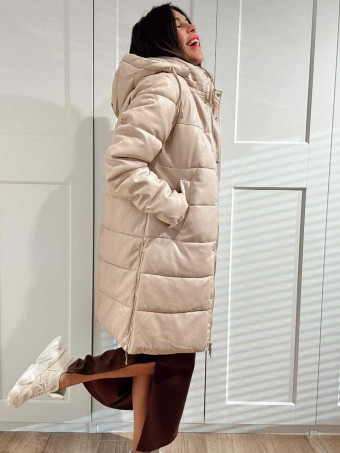 Abrigo Acolchado Efecto Piel AIRLOOME Beige HEVE