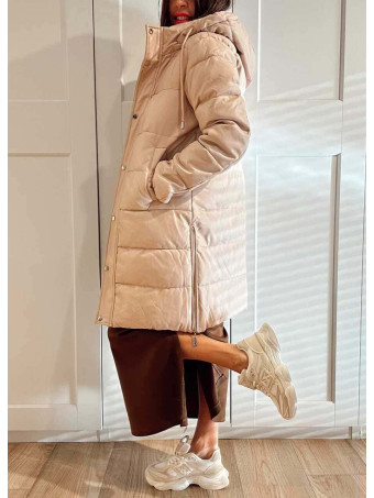Abrigo Acolchado Efecto Piel AIRLOOME Beige HEVE