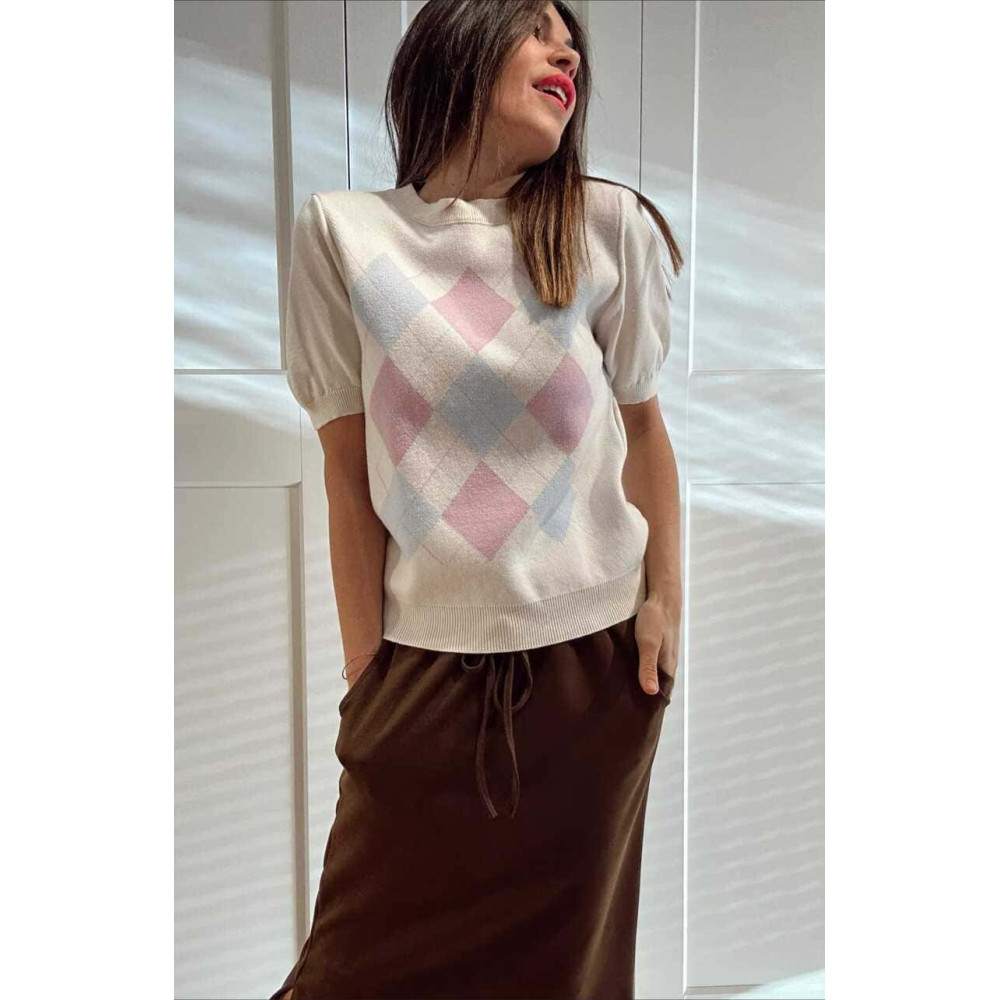 Punto Manga Corta Rombos ARLEWYN Beige HEVE