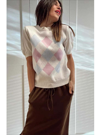 Punto Manga Corta Rombos ARLEWYN Beige HEVE